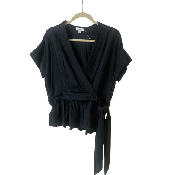 Sundance cross front 100% cotton top black sz Large - Picture 1 of 3